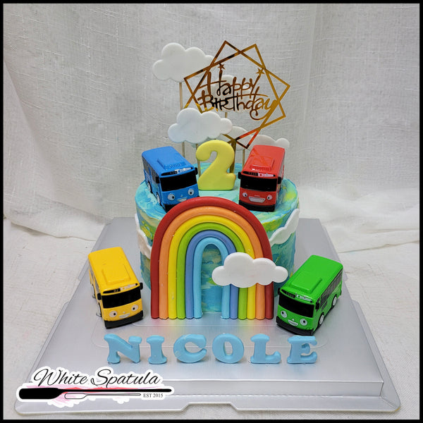 Rainbow Bus Buttercream Cake