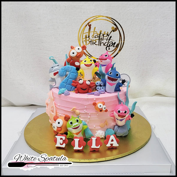 Shark Family with William and friends (Girl Version) Buttercream Cake