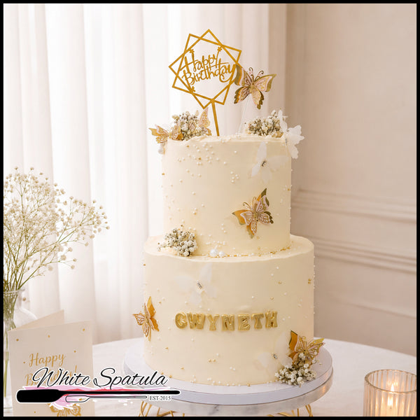 Golden Flutter Buttercream Cake