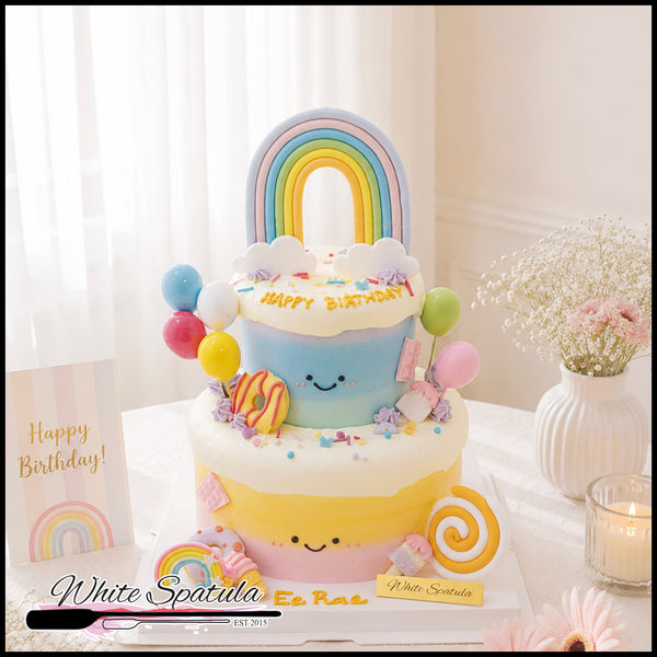 Pastel Rainbow Candy Birthday Cake