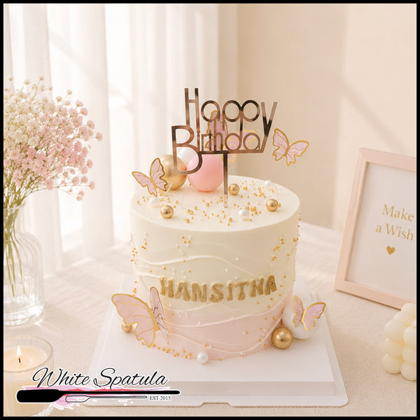 Pearls and Butterflies Buttercream Cake