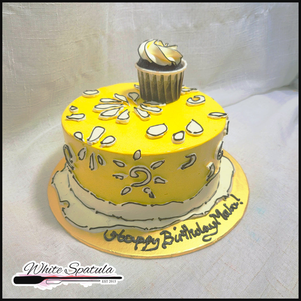 2D Yellow Comic Cake