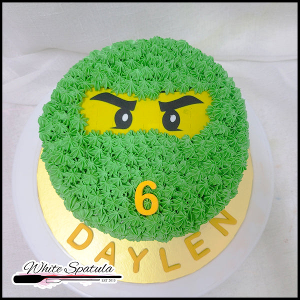 Green Round Ninja Buttercream Cake