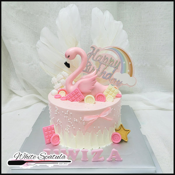Pastel Pink Flamingo Buttercream Cake