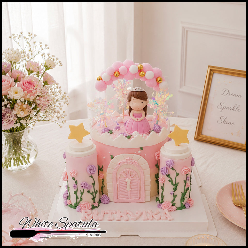 Pinky Princess Castle Buttercream Cake