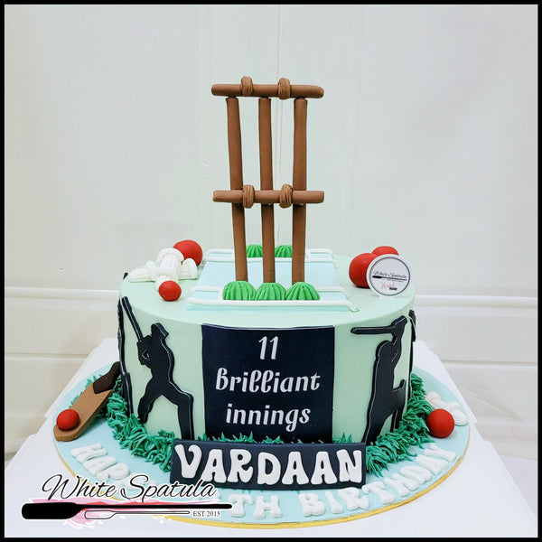 Brilliant Innings Cricket Buttercream Cake - White Spatula