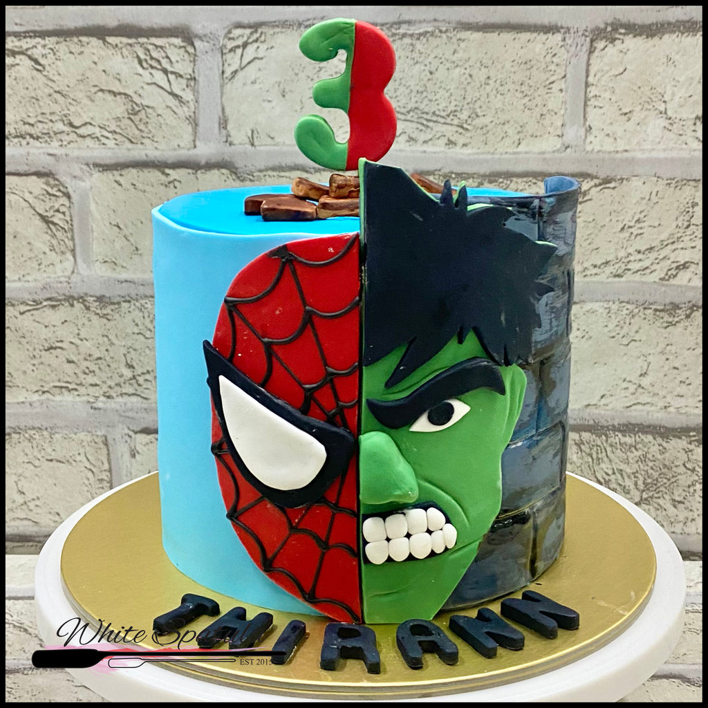 Spiderman and Hulk Buttercream Cake
