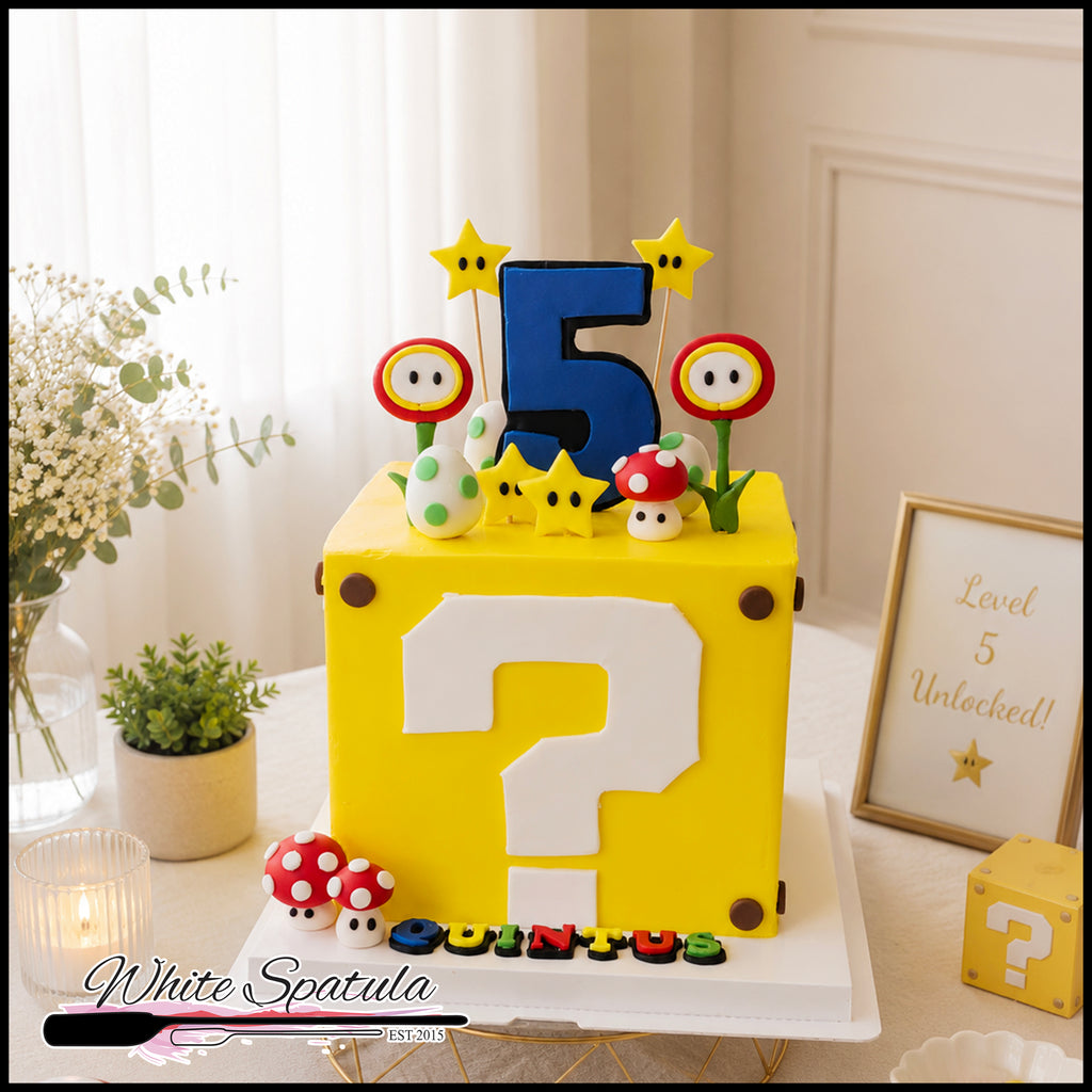 Yellow Mystery Block Gaming Birthday Cake