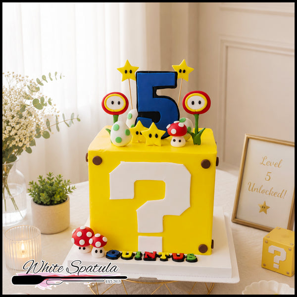 Yellow Mystery Block Gaming Birthday Cake