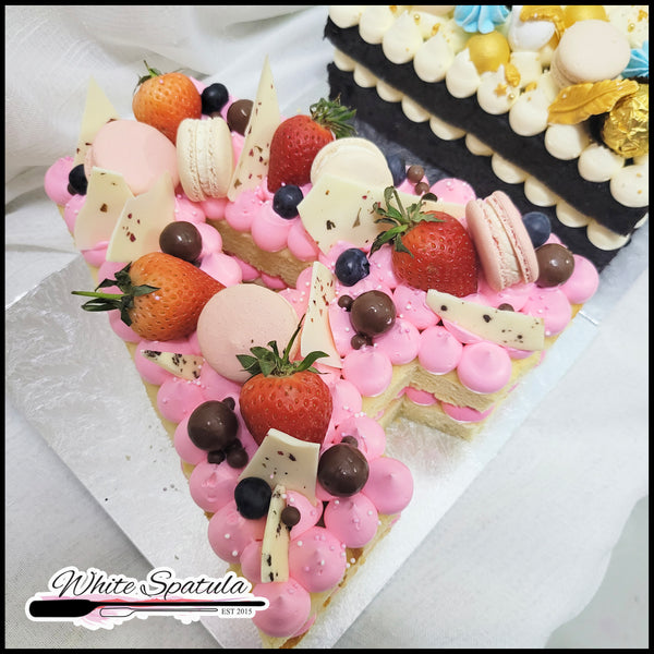 Strawberry Monogram / Number Buttercream Cake