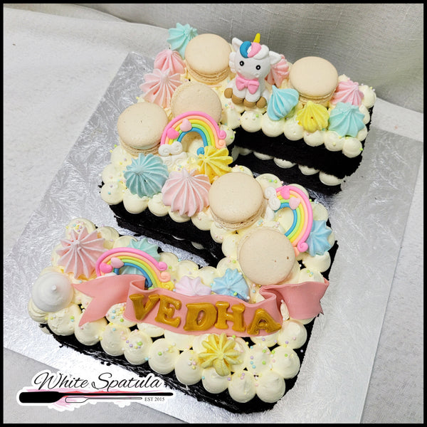 Sweet Unicorn Rainbow Monogram Cake