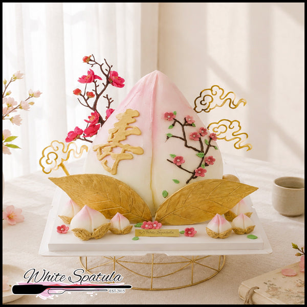 3D Longevity Peach Buttercream Cake