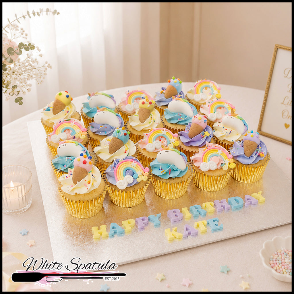 Ice-Cream Rainbow Unicorn Cupcakes