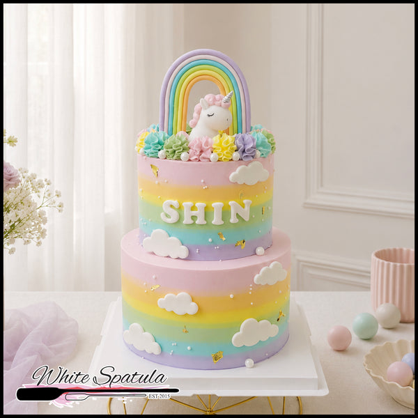 Rainbow Unicorn Buttercream Cake