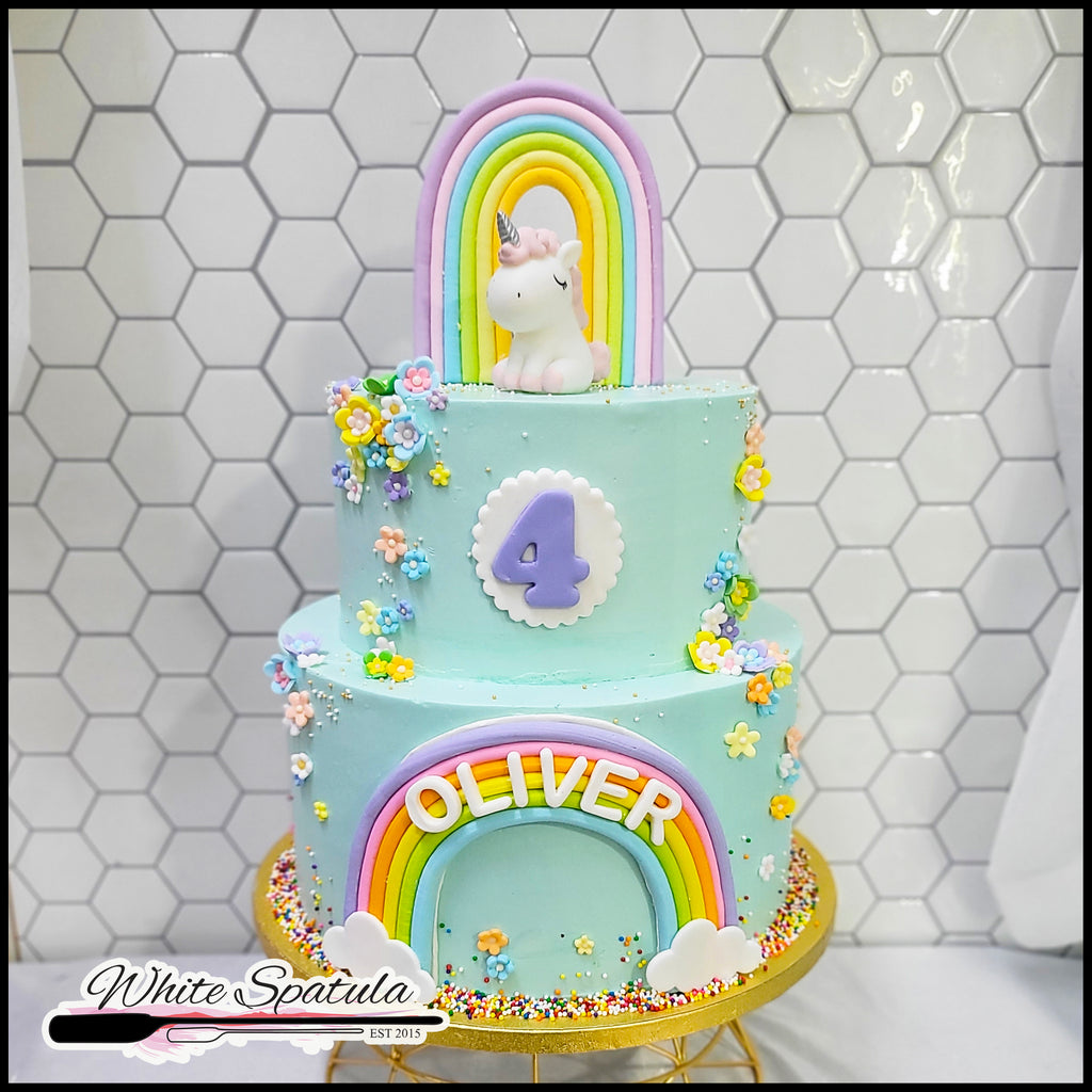 Blue Rainbow Unicorn Buttercream Cake