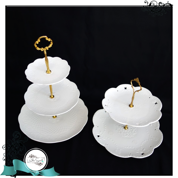 2 and 3-tier white stands - White Spatula Singapore