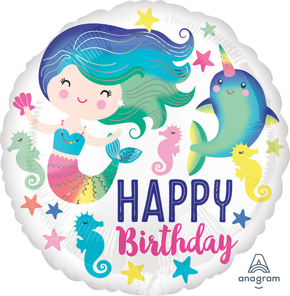 Colorful Ocean Mermaid Birthday Balloons (18") - White Spatula Singapore