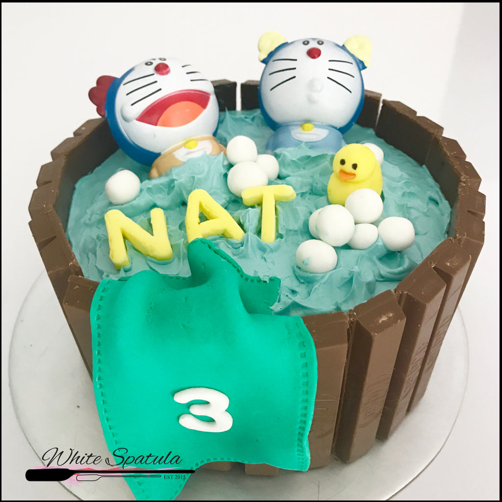 Doraemon "Fun In The Tub" Cake - White Spatula Singapore