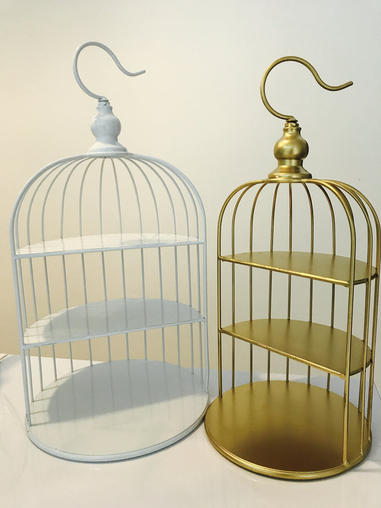Bird Cage Desserts Stand (Gold / White) - White Spatula Singapore