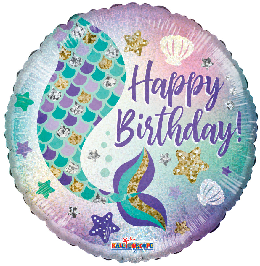 Mermaid Holographic Birthday Balloons (18") - White Spatula Singapore
