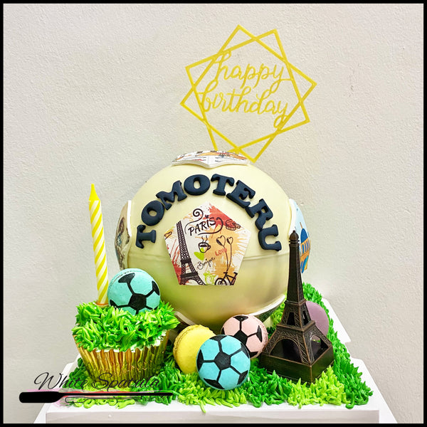 Football/Soccer & Paris Themed Pinata Surprise Cake