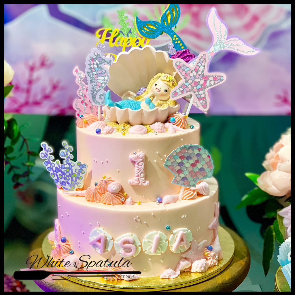 Pastel Mermaid Buttercream Cake - White Spatula Singapore