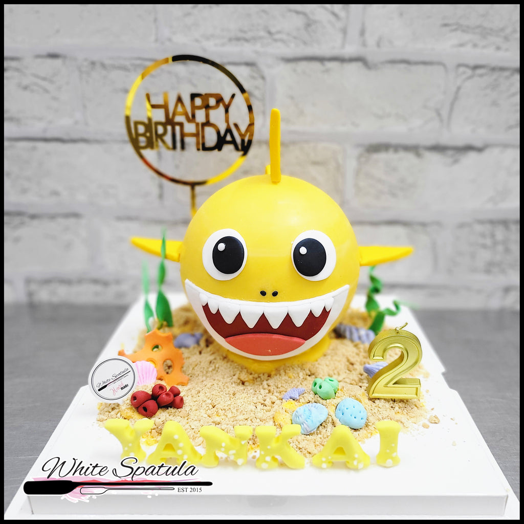 Yellow Shark Baby Pinata Surprise Cake
