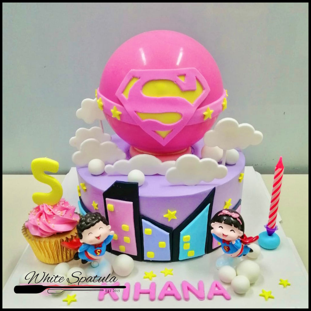 Superboy and Supergirl Pinata Surprise Cake (Pink Version)